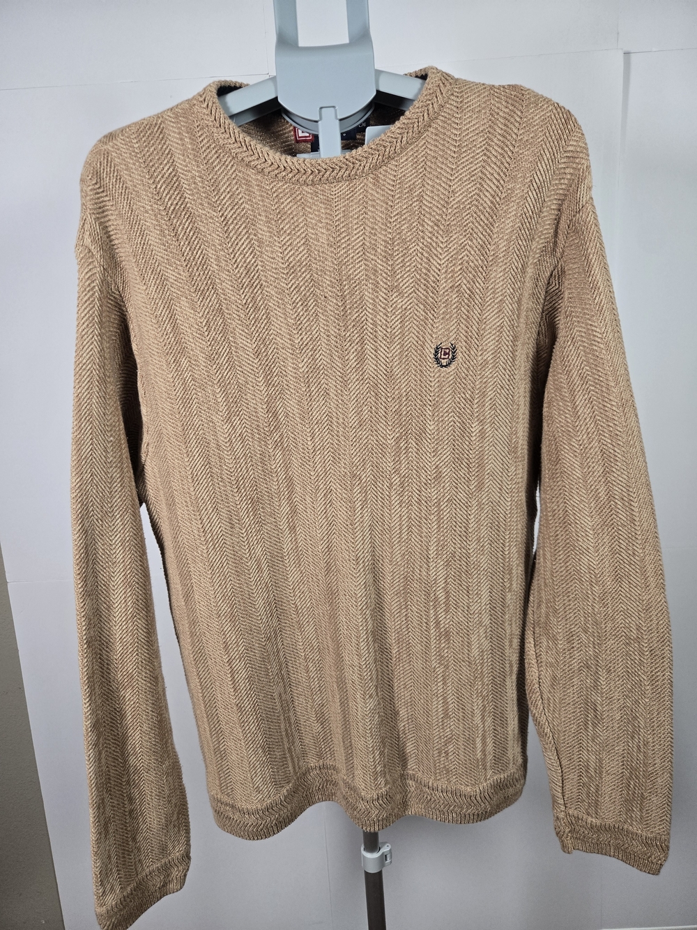 Chaps Tan Herringbone Crewneck Sweater
